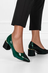 Зеленые женские туфли с декоративным каблуком и кожаной стелькой Casu ER23WX5-G 100960-N цена и информация | Женские туфли | pigu.lt