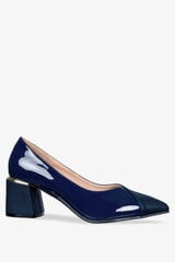 Темно-синие женские туфли с декоративным каблуком и кожаной стелькой Casu ER23WX5-N 100961-N цена и информация | Женские туфли | pigu.lt