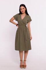 B245 Расклешенное платье с капюшоном - зеленый милитари цена и информация | Платья | pigu.lt