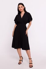 B238 Платье с высоким воротником и карманами - черное цена и информация | Платья | pigu.lt