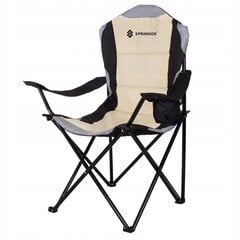 Sulankstoma turistinė kėdė Springos CS0005, 110x36 cm, juoda/smėlio spalvos цена и информация | Туристическая мебель | pigu.lt