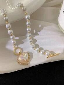 Dirbtinis perlų verpstė su širdimi, Electronics LV-9, 1 vnt kaina ir informacija | Kaklo papuošalai | pigu.lt