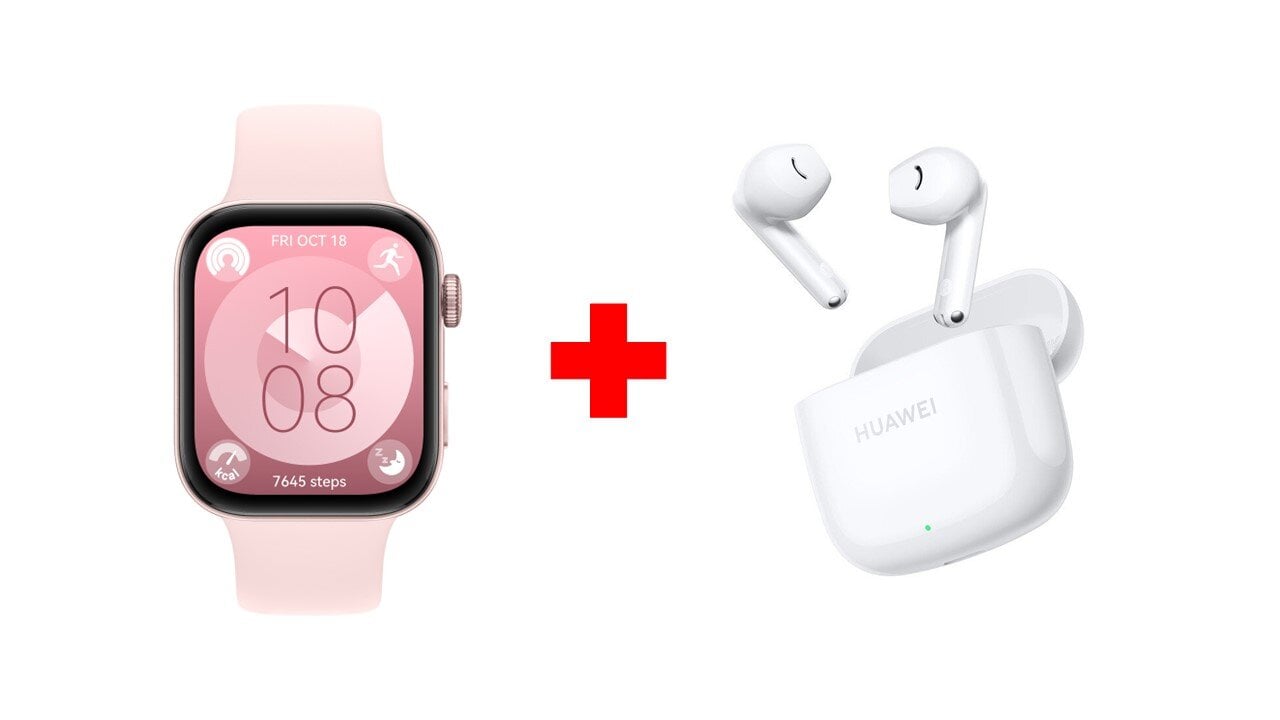Huawei Watch Fit 3 Pink 55020CEF + Huawei FreeBuds SE 2 White kaina ir informacija | Išmaniosios apyrankės (fitness tracker) | pigu.lt