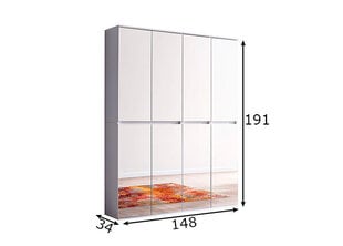 Prieškambario spintelė Trendteam Mirror, 148x34x191 cm, balta kaina ir informacija | Prieškambario spintos | pigu.lt