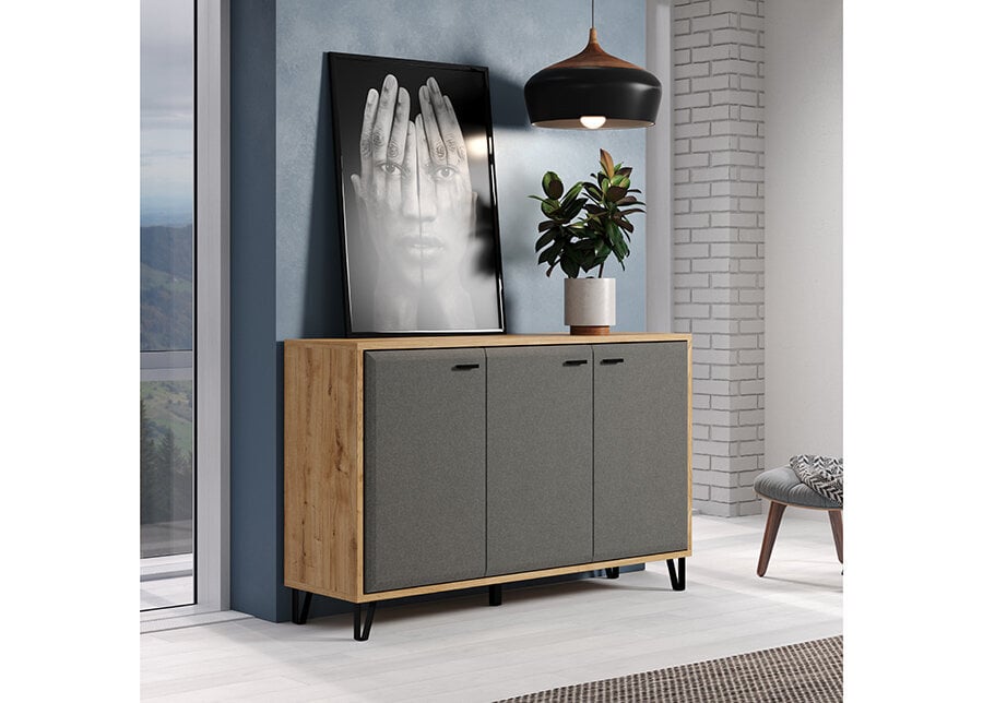 Komoda Trendteam Blanshe, 146x42x90 cm, pilka/ruda kaina ir informacija | Prieškambario spintelės | pigu.lt