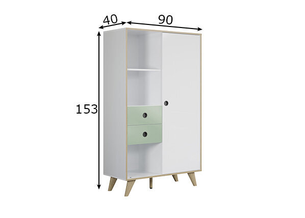 Komoda Trendteam Adelaide, 90x40x153 cm, balta/žalia kaina ir informacija | Komodos | pigu.lt