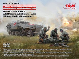 Klijuojamas modelis ICM 35114 WWII German Ambulance and Medical Personnel Krankenpanzerwagen 1/35 цена и информация | Склеиваемые модели | pigu.lt