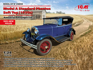 Klijuojamas modelis ICM 24050 American Passenger Car Model A Standard Phaeton Soft Top 1930s 1/24 цена и информация | Склеиваемые модели | pigu.lt