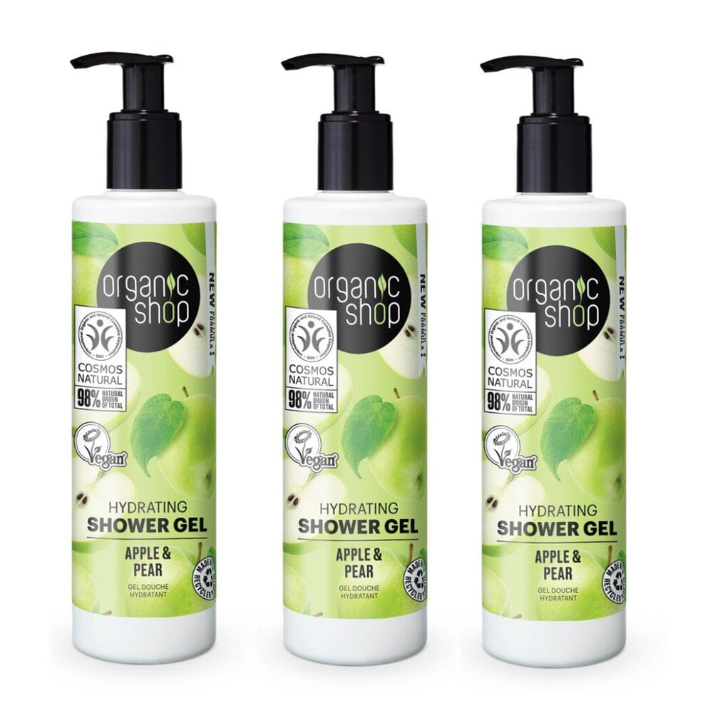 Dušo želė Organic Shop Apple & Pear, 3 x 280 ml kaina ir informacija | Dušo želė, aliejai | pigu.lt