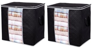 Коробка для постельного белья 2 шт., 50 см х 50 см х 36 см, черный цена и информация | Вешалки и мешки для одежды | pigu.lt