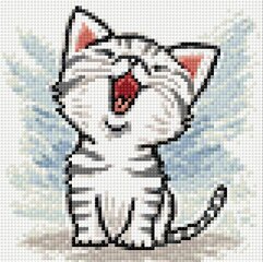 Deimantinė mozaika Wizardi Kitten Miau, 20x20 cm kaina ir informacija | Deimantinės mozaikos | pigu.lt