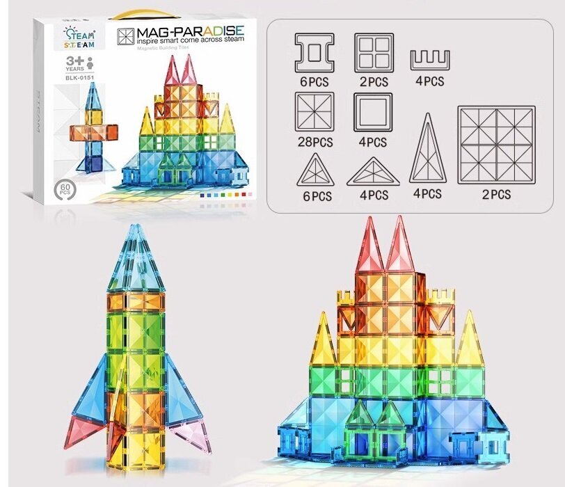 Magnetinis konstruktorius MAG -PARADISE Steam, 60 d. kaina ir informacija | Konstruktoriai ir kaladėlės | pigu.lt