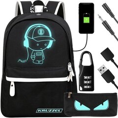 USB-светящийся рюкзак, чёрный цена и информация | Рюкзаки и сумки | pigu.lt