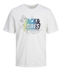 Jack & Jones marškinėliai vyrams 12257908*02, balti kaina ir informacija | Vyriški marškinėliai | pigu.lt