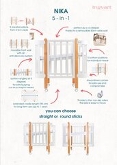 Vaikiška Lovelė-Transformeris Ingvart Nika 5-in-1, 60x120cm, balta kaina ir informacija | Vaikiškos lovos | pigu.lt