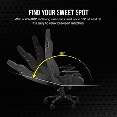 Žaidimų kėdė Corsair T3 Rush, juoda цена и информация | Офисные кресла | pigu.lt