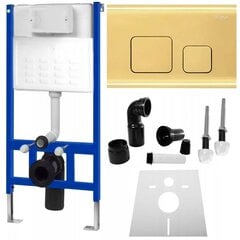 WC montavimo prie sienos rinkinys su įleidžiama plokštele F Auksinis kaina ir informacija | Klozetai | pigu.lt