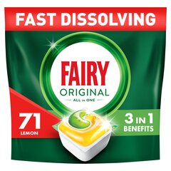 Fairy Original All in One indaplovių tabletės Lemon, 71 vnt kaina ir informacija | Indų plovimo priemonės | pigu.lt