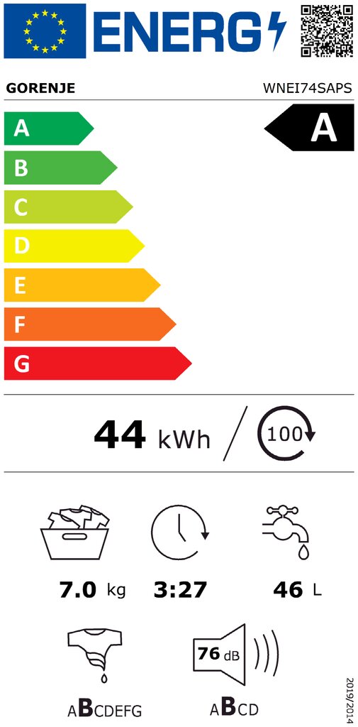 Gorenje WNEI74SAPS kaina ir informacija | Skalbimo mašinos | pigu.lt