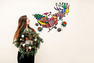 Interjero lipdukas Kalėdų Senelis su rogėmis kaina ir informacija | Interjero lipdukai | pigu.lt
