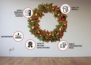 Наклейка на стену - Рождественский венок с украшениями цена и информация | Интерьерные наклейки | pigu.lt