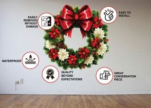 Наклейка на стену - Рождественский венок с красным бантом цена и информация | Интерьерные наклейки | pigu.lt