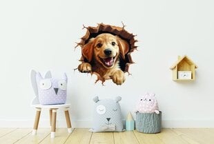 3D Стикер Собака - Иллюзия Трещины на Стене цена и информация | Интерьерные наклейки | pigu.lt