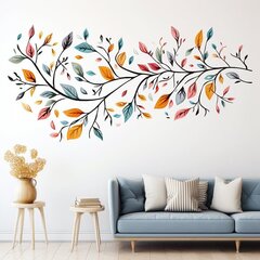Стилизованное дерево на стикере с цветными листьями - декор стены цена и информация | Интерьерные наклейки | pigu.lt