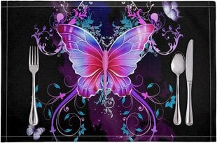 Скатерть с бабочками, фиолетовая, 6 шт. в упаковке цена и информация | Скатерти, салфетки | pigu.lt