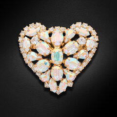 Segė moterms DamondSky Crystal Heart Aurora Boreals su Swarovsk krstalas DS00BR190 kaina ir informacija | Sagės | pigu.lt