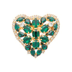 Segė moterms DamondSky Crystal Heart Emerald su Swarovsk krstalas DS00BR193 kaina ir informacija | Sagės | pigu.lt