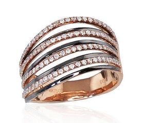 Золотое кольцо с бриллиантами "Золотой Узор" из красного золота 585 пробы DS01G726 цена и информация | Кольца | pigu.lt