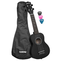 Soprano ukulelė Cascha Linden juoda HH 3960 kaina ir informacija | Gitaros | pigu.lt