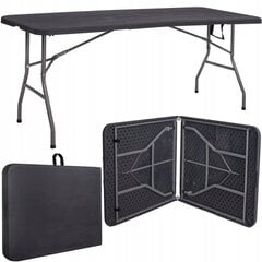 Sulankstomas lauko stalas Fluxar S203, 180x75cm, juodas kaina ir informacija | Lauko stalai, staliukai | pigu.lt