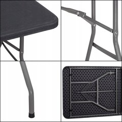 Sulankstomas lauko stalas Fluxar S203, 180x75cm, juodas kaina ir informacija | Lauko stalai, staliukai | pigu.lt