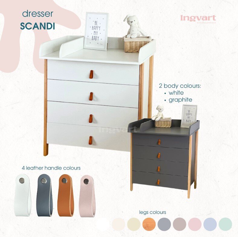 Komoda Ingvart Scandi 2-in-1, 85x80x50 cm, balta kaina ir informacija | Komodos | pigu.lt