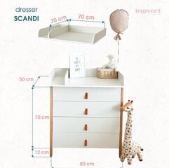 Комод Ingvart Scandi 2-in-1, 85x80x50 см, белый цена и информация | Комоды | pigu.lt