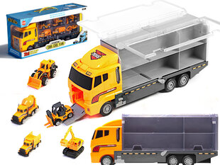 Грузовик-транспортер, TIR с металлическими машинками, желтый цена и информация | Игрушки для мальчиков | pigu.lt