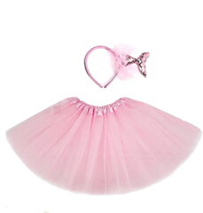 Костюм русалки Ариэлька повязка на голову + юбка розовая парча размер 90-120 см цена и информация | Карнавальные костюмы | pigu.lt