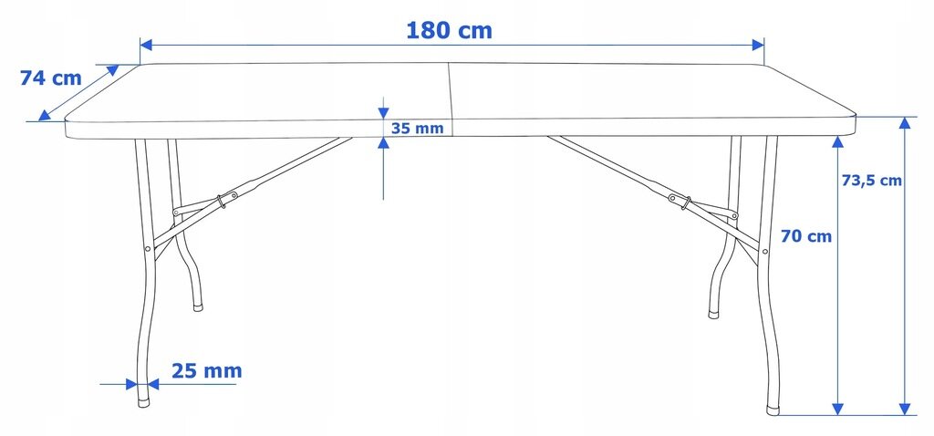 Sulankstomas lauko stalas Fluxar S211, 180x75cm, juodas kaina ir informacija | Lauko stalai, staliukai | pigu.lt