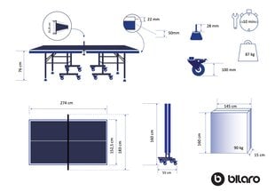 Stalo teniso stalas Bilaro Master 22, mėlynas цена и информация | Теннисные столы и чехлы | pigu.lt