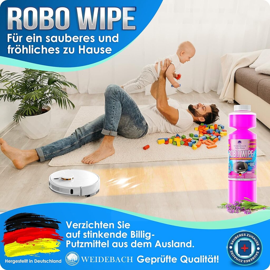 WEIDEBACH® grindų valiklis robotui dulkių siurbliui, 250 ml kaina ir informacija | Valikliai | pigu.lt