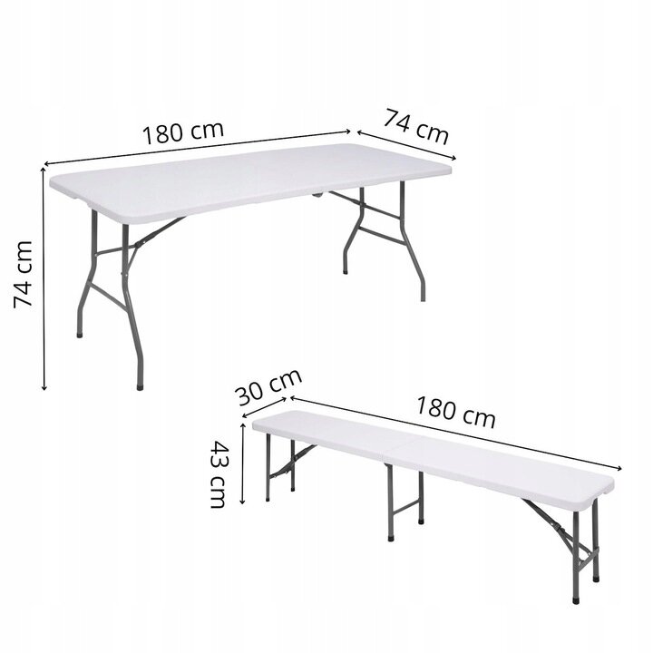 Sulankstomas lauko baldų komplektas Fluxar 216 180cm., balta kaina ir informacija | Lauko baldų komplektai | pigu.lt