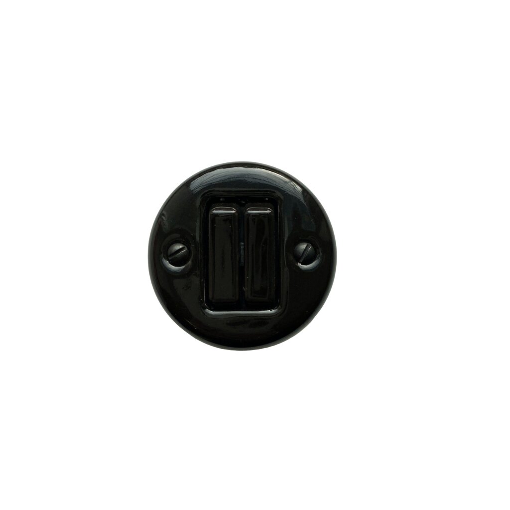 Olde Worlde Surface mounted push button switch, 2 Gang two-way K1-R220QSB sieninis jungiklis Juoda , kaina ir informacija | Elektros jungikliai, rozetės | pigu.lt