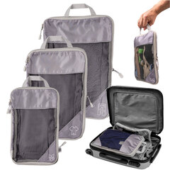 Дорожная сумка для одежды из чемодана, 3 штуки, серая цена и информация | Чемоданы, дорожные сумки | pigu.lt