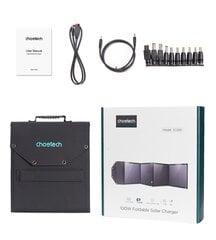 Įkroviklis saulės, saulės baterija, sulankstoma, Choetech SC009-V21, 100 W., USB-C 2xUSB PD QC, juodas kaina ir informacija | Komponentai saulės jėgainėms | pigu.lt