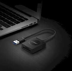 Устройство для чтения карт памяти, Ugreen, SD/микро SD разъем USB 3.0 15 см, черный цена и информация | Адаптеры, USB-разветвители | pigu.lt