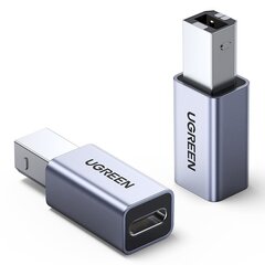 Kištuko adapteris, Ugreen US3821, iš USB-C į USB-B, skirtas diskiniam spausdintuvui, pilkas kaina ir informacija | Adapteriai, USB šakotuvai | pigu.lt