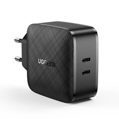 Зарядное устройство, Ugreen CD2161, 2x USB-C 66 Вт, 3.0, быстрая зарядка 4.0, черный цена и информация | Зарядные устройства для телефонов | pigu.lt