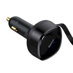 Автомобильное зарядное устройство, 2 в 1, Baseus CCTX-CL1, USB-C, iPhone Lightning, с выдвижным кабелем 75 см, 30 Вт, черный цена и информация | Автомобильные электропринадлежности 12V | pigu.lt